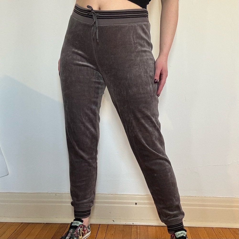 Attention Gray Velour Joggers (note flaws)